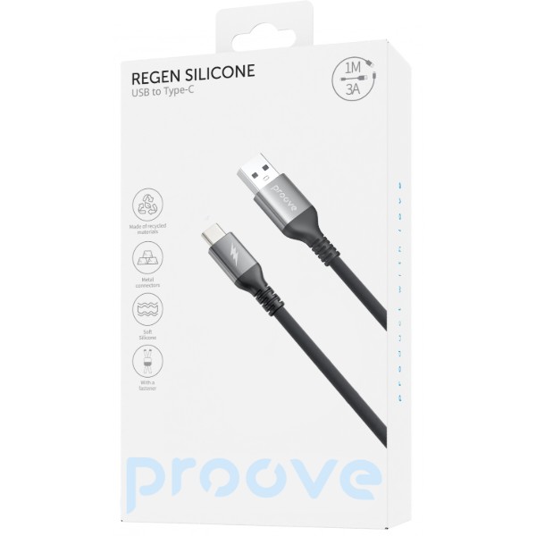 Фото - Кабель Proove ReGen Silicone USB to Type-C 3A 1m Black (CCRS12001102)
